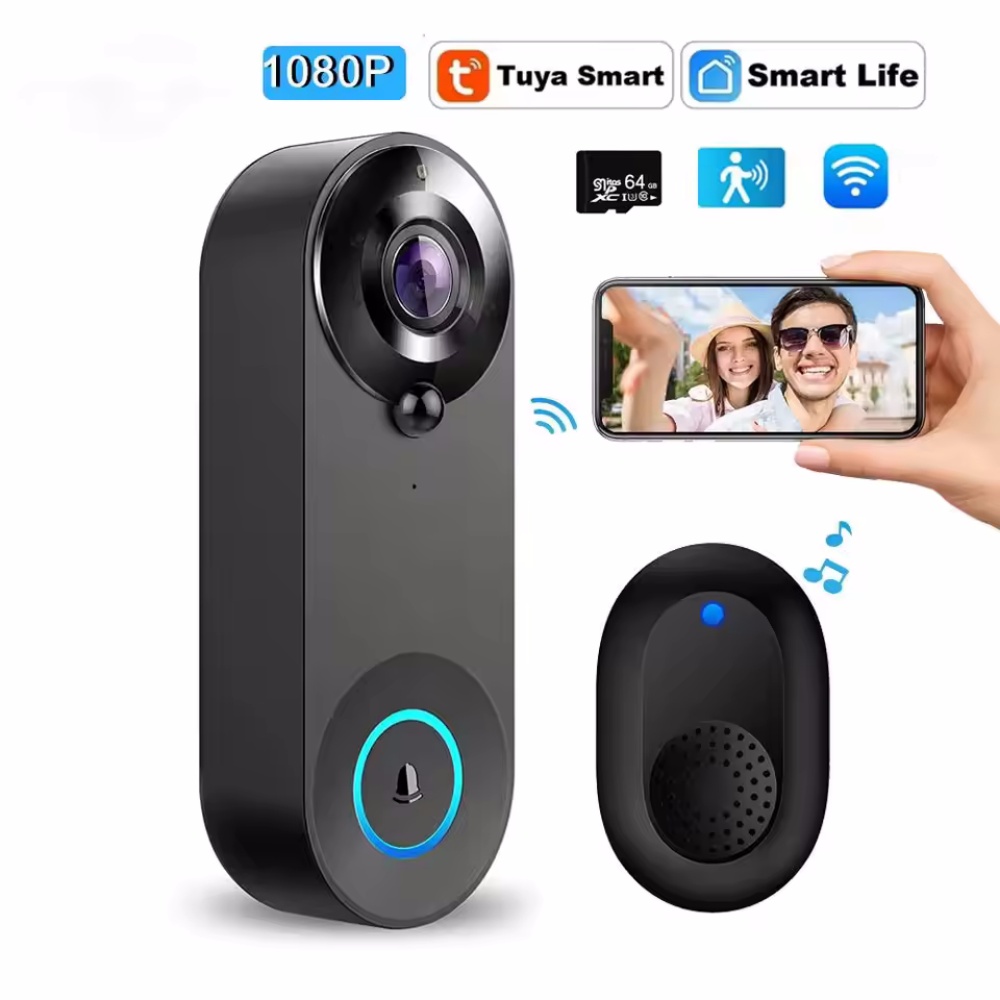 Home Security No Wifi Needed - Tuya 1080P беспроводной Wi-Fi дверной звонок