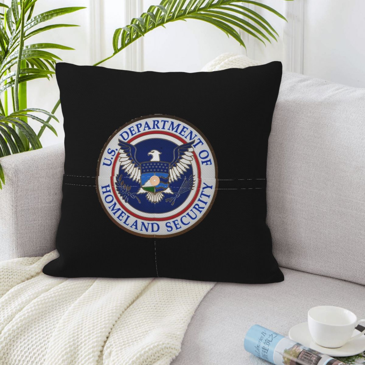 Home Security Department - DHS - квадратная льняная наволочка для