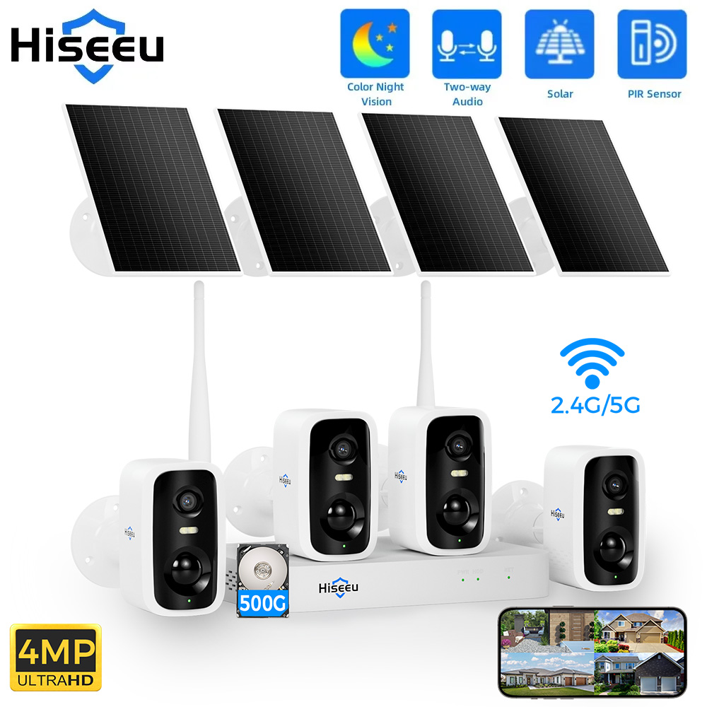 Nvr Kit 8 Channel - Hiseeu 10CH NVR 4MP Wi-Fi Солнечная